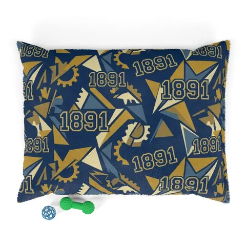 NC A&T 1891 Blue & Gold Tech Pattern Pet Bed — front view