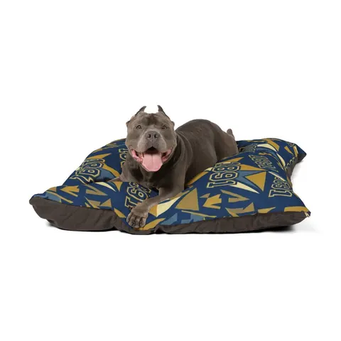 NC A&T 1891 Blue & Gold Tech Pattern Pet Bed — other view
