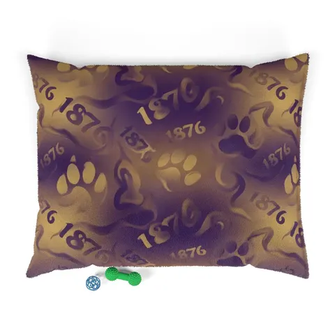 Prairie View 1876 Purple & Gold Pet Bed — front view