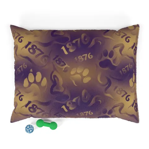 Prairie View 1876 Purple & Gold Pet Bed — front view