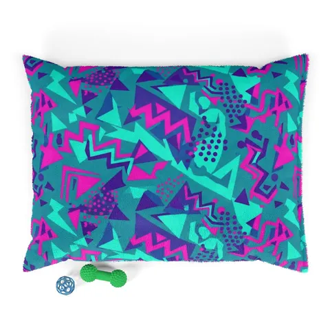 90s Memphis Pattern Pet Bed — front view