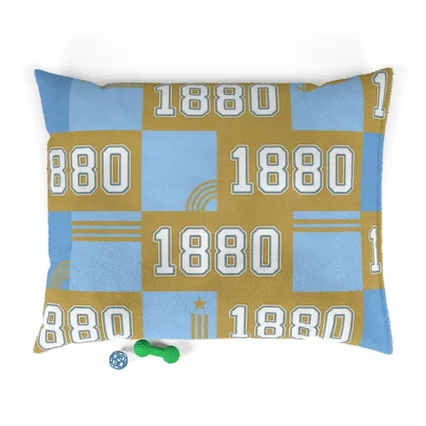 Southern 1880 Blue & Gold Block Pet Bed — front view