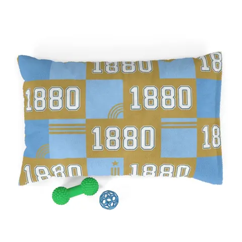 Southern 1880 Blue & Gold Block Pet Bed — front view