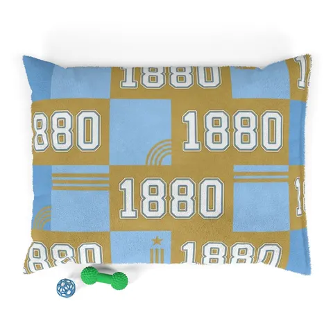 Southern 1880 Blue & Gold Block Pet Bed — front view