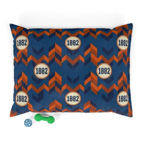 Virginia State 1882 Orange & Blue Pet Bed — front view