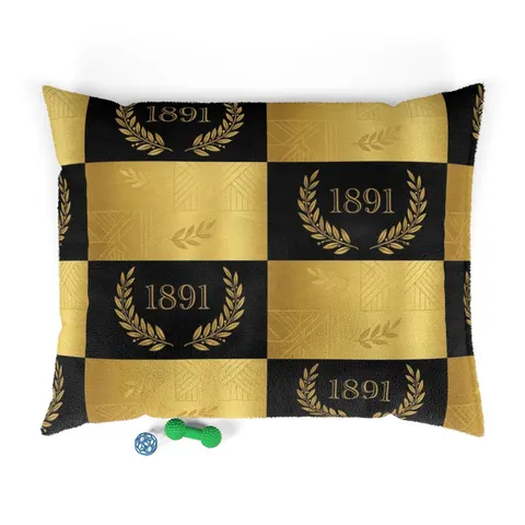 West Virginia State 1891 Black & Gold Pet Bed — front view