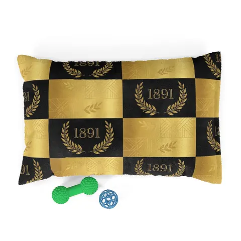 West Virginia State 1891 Black & Gold Pet Bed — front view