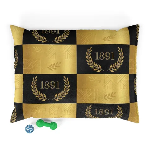 West Virginia State 1891 Black & Gold Pet Bed — front view