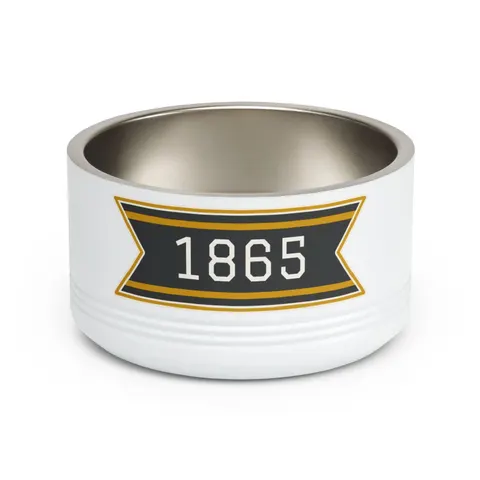 Bowie State 1865 Black & Gold Panel Pet Bowl — front view