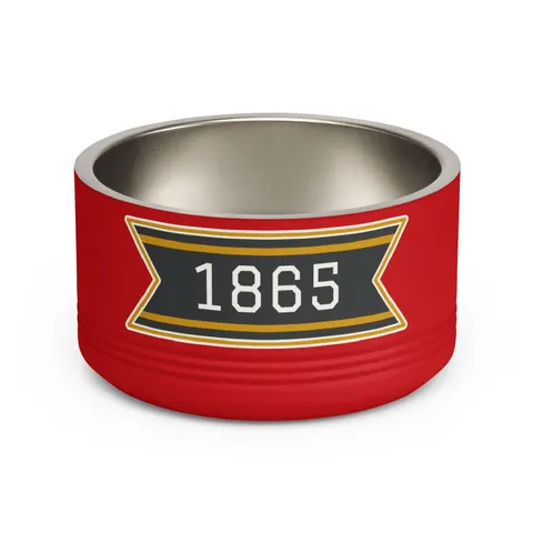 Bowie State 1865 Black & Gold Panel Pet Bowl — front view