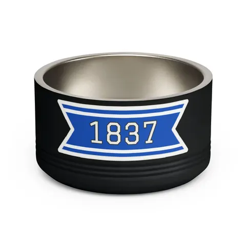 Cheyney 1837 Blue & White Pet Bowl — front view