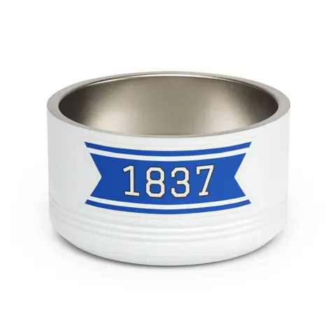 Cheyney 1837 Blue & White Pet Bowl — front view