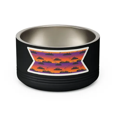 Atlanta Skyline Sunset Silhouette Pet Bowl — back view