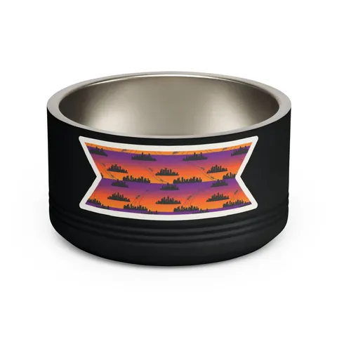 Atlanta Skyline Sunset Silhouette Pet Bowl — front view