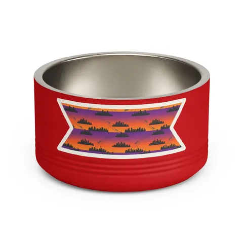 Atlanta Skyline Sunset Silhouette Pet Bowl — front view
