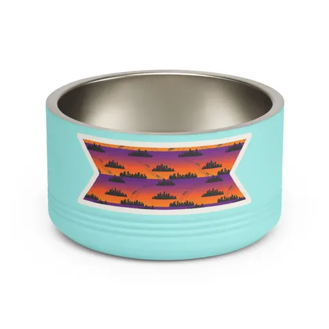 Atlanta Skyline Sunset Silhouette Pet Bowl — front view