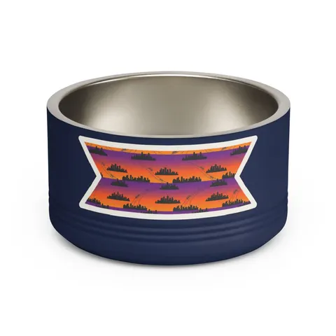 Atlanta Skyline Sunset Silhouette Pet Bowl — front view