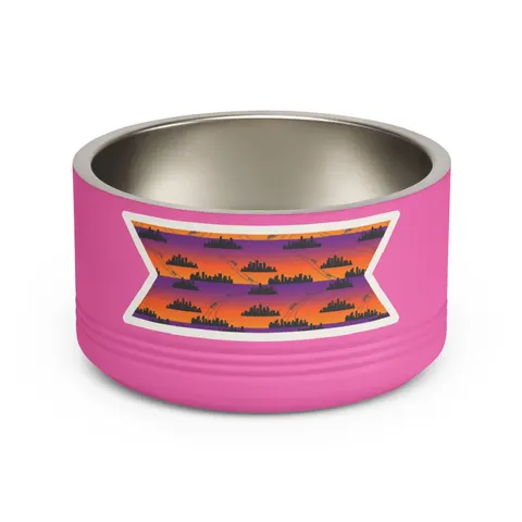 Atlanta Skyline Sunset Silhouette Pet Bowl — front view