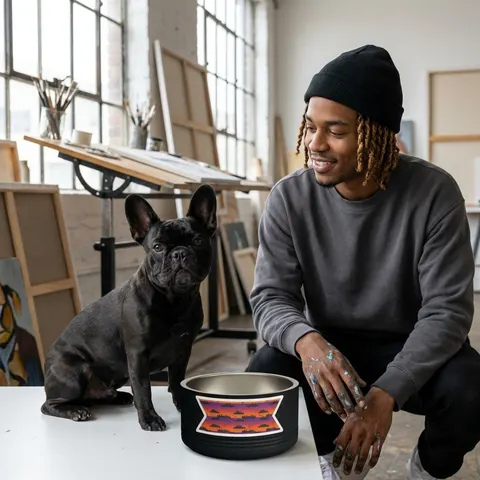 Atlanta Skyline Sunset Silhouette Pet Bowl