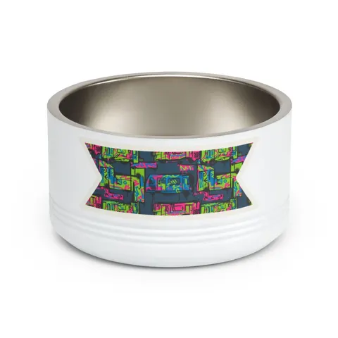 The Bronx Graffiti Train Panels Pet Bowl — front view