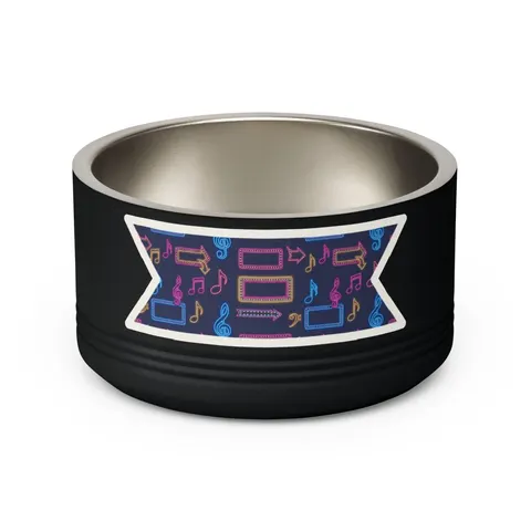 Detroit Motown Neon Pet Bowl — back view