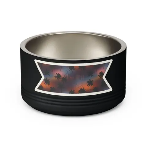 Compton Palm Tree Shadows Pet Bowl — back view