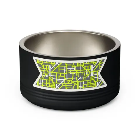 Queens South Jamaica Grid Pet Bowl — back view