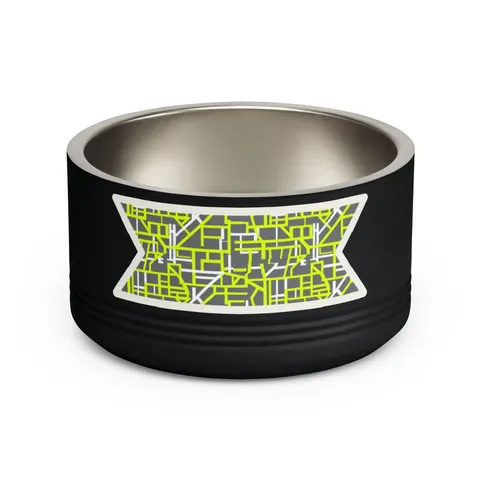Queens South Jamaica Grid Pet Bowl — front view