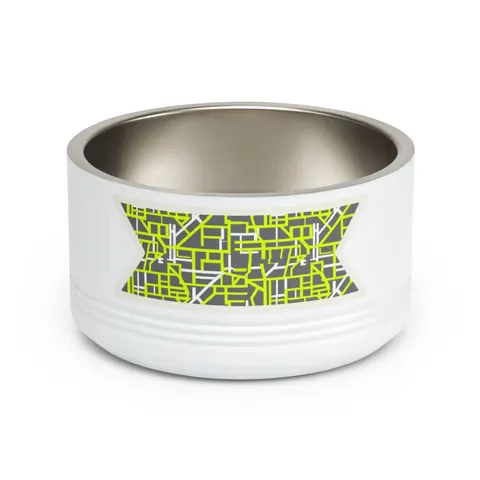 Queens South Jamaica Grid Pet Bowl — front view