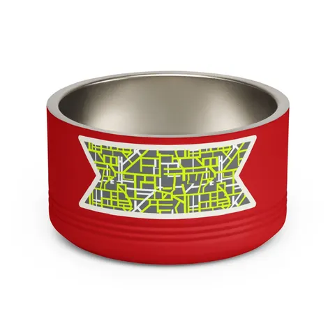 Queens South Jamaica Grid Pet Bowl — front view