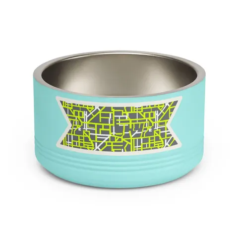 Queens South Jamaica Grid Pet Bowl — front view