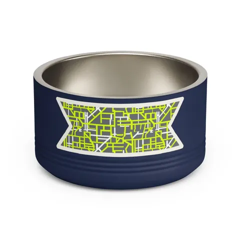 Queens South Jamaica Grid Pet Bowl — front view