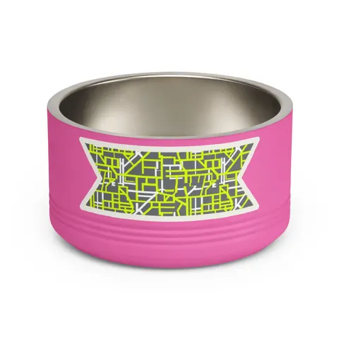 Queens South Jamaica Grid Pet Bowl — front view