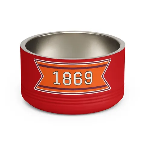 Claflin 1869 Orange & Maroon Pet Bowl — front view