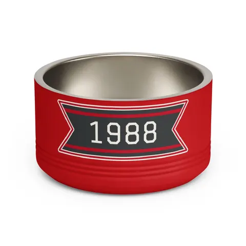 Clark Atlanta 1988 Black & Red Arch Pet Bowl — front view