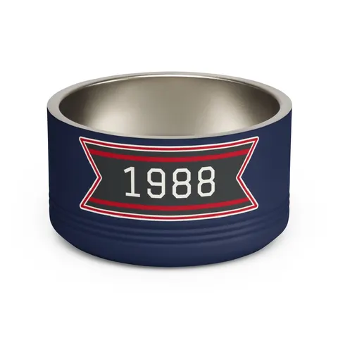 Clark Atlanta 1988 Black & Red Arch Pet Bowl — front view