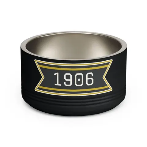 Alpha 1906 Black & Old Gold Pet Bowl — front view