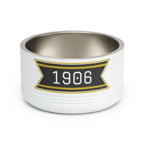 Alpha 1906 Black & Old Gold Pet Bowl — front view