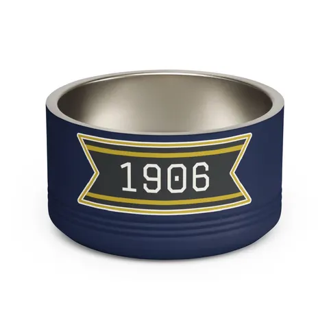Alpha 1906 Black & Old Gold Pet Bowl — front view