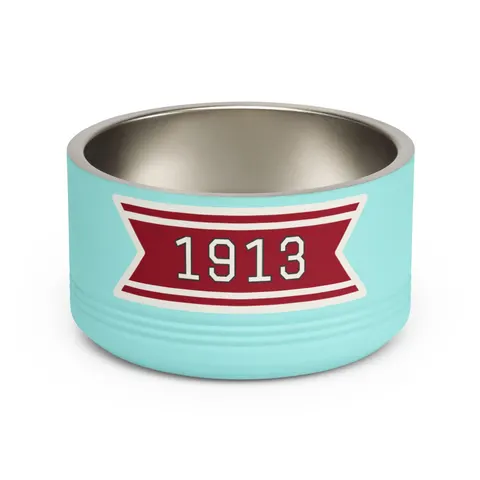 Delta 1913 Crimson Stamp Pet Bowl — front view