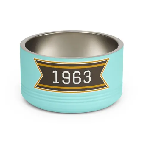 Iota 1963 Charcoal Brown & Gilded Gold Pet Bowl — front view