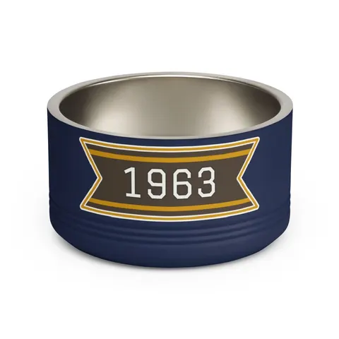 Iota 1963 Charcoal Brown & Gilded Gold Pet Bowl — front view