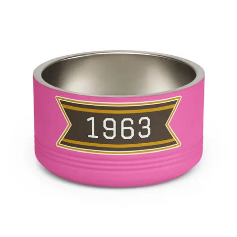 Iota 1963 Charcoal Brown & Gilded Gold Pet Bowl — front view