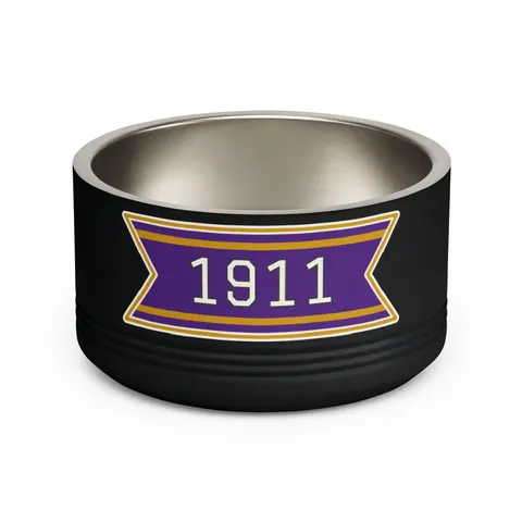Omega 1911 Purple & Gold Glow Pet Bowl — front view