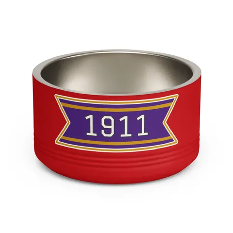 Omega 1911 Purple & Gold Glow Pet Bowl — front view