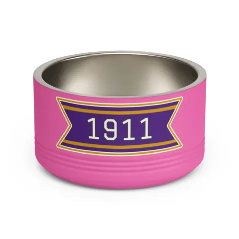 Omega 1911 Purple & Gold Glow Pet Bowl — front view