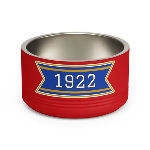 SGRho 1922 Royal Blue & Gold Pet Bowl — front view