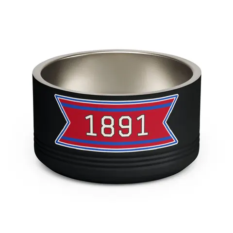 Delaware State 1891 Red & Blue Pet Bowl — front view