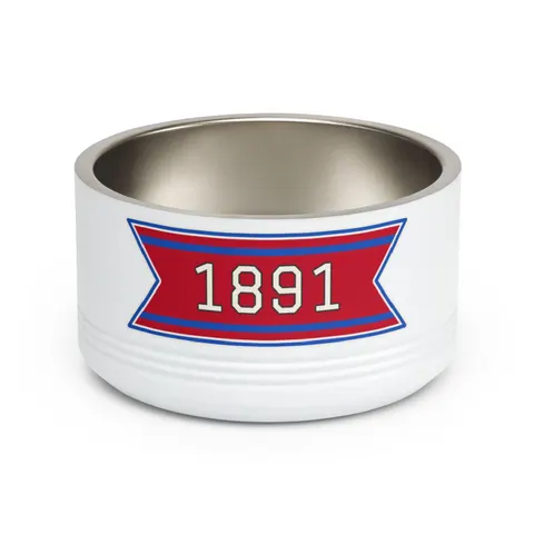 Delaware State 1891 Red & Blue Pet Bowl — front view