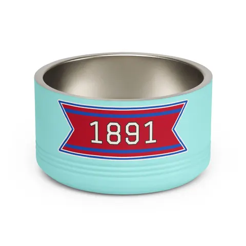 Delaware State 1891 Red & Blue Pet Bowl — front view